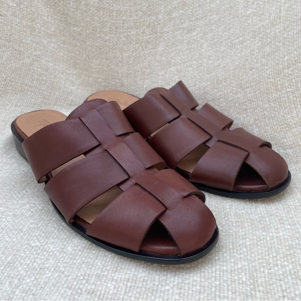Madewell Womens The Dixson Fisherman Mule Brown Woven Leather size 8